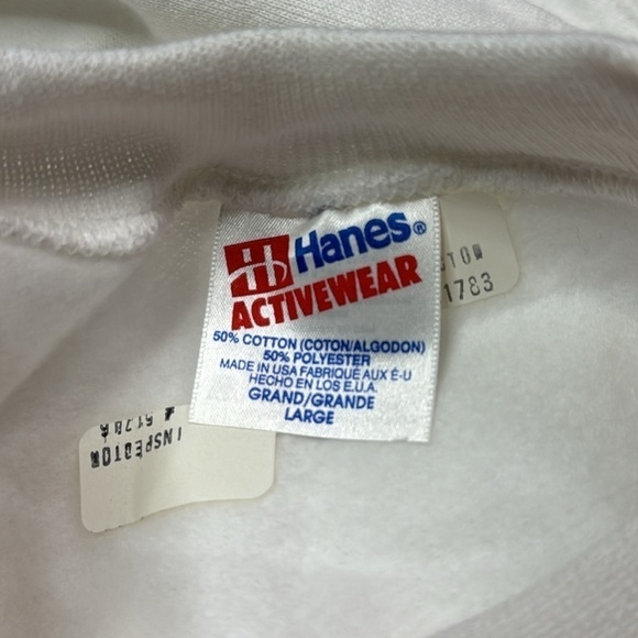 Vintage Hanes White Crewneck Sweatshirt 80s Large - Picture 7 of 10